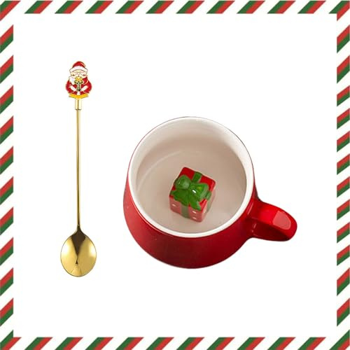 Xfeyaqlo 3D Taza de Navidad, Reno, Papa Noel, Muneco de Nieve, Regalo para Amigos y Familiares, Ceramica 350ml (3d Regalo)