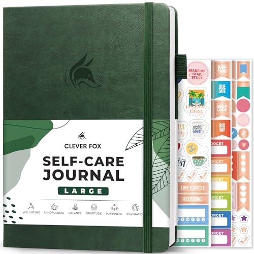 Clever Fox Self-Care Journal – Daily Reflection Notebook – Mental Health & Personal Development Planner, Meditation & Mood Log, Large (Forest Green)
