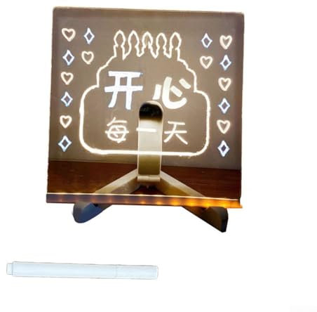 Transparente Schreibtisch-Schreibtafel, löschbar, leuchtend, Acryl, tragbar, LED-Schreibtafel, Nachrichtentafel, Notiztafel (15 x 15 cm)