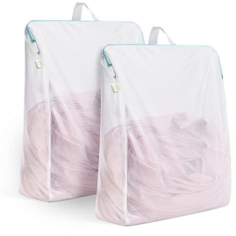 OTraki Grandi sacchetti per la biancheria in rete, 30,5 x 40,6 cm, riutilizzabili, con cerniere, sacchetti per la biancheria con manici, per lavatrice, delicati vestiti, dormitori(2 PCS)