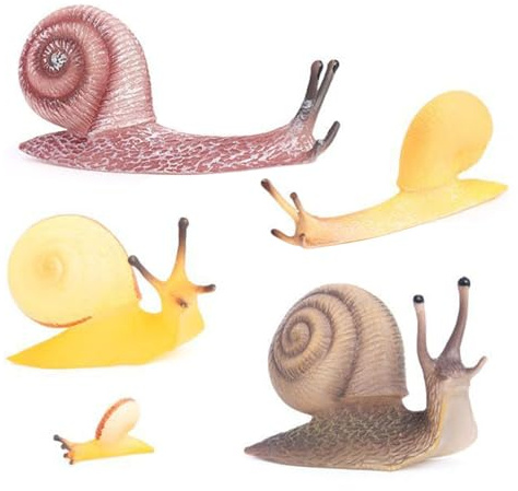 Ieron 5 Caracoles de simulación, Adorno de Escritorio de simulación, decoración de Pasteles, Mesa de Arena, Figura de Animal de plástico para niños y niñas