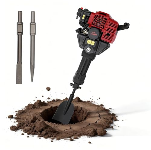 VonVVer Trinciatore per albero da giardino, a benzina, 52 cc, 2 stroke, 1500 volte/min, pala per piante da 1,3 l, serbatoio da 1900 W, macchina per tomba, escavatore a mano, per posta, digger