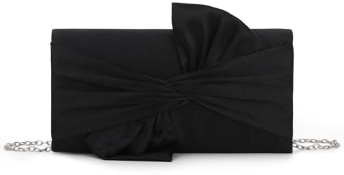 Fecialy Pochette in raso da donna Borsa da sera con patta e fiocco Borse eleganti cerimonia per matrimoni e feste nuziali