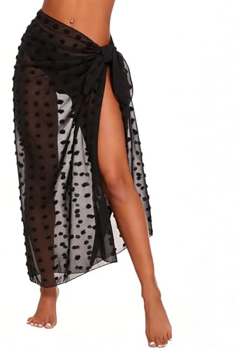 ZUIMEIHQH Sarongs for Women, Beach Cover Up, Long Sexy Beachwear Bikini Cover Up Lightweight Wrap Sarong for Swimming Pools Beaches (Black)