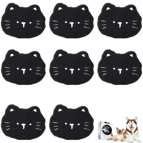 JYNVO 8 Pezzi Acchiappa Peli per Lavatrice, Cattura Peli Lavatrice Riutilizzabile, Rimuove Efficacemente Peli di Animali, Accessorio Pratico per Lavatrice(Modello di gatto)