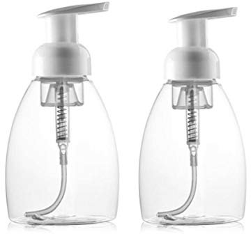 250ML (8.5 oz) Foaming Dispensers Empty Refillable Pump Bottle Makeup Shampoo Facial Cleanser Hand Liquid Foaming Containers DIY Hand Body Wash Pack of 2