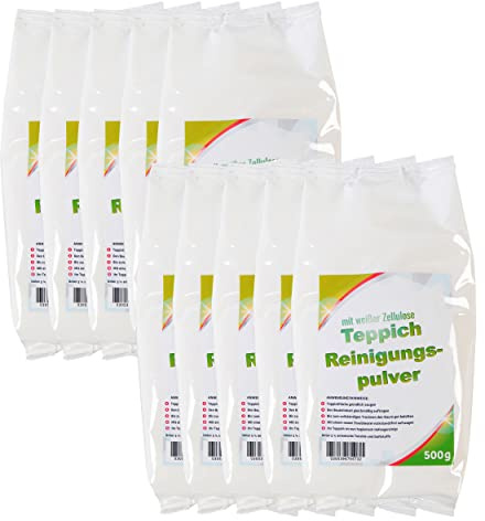 10 x Teppich Reinigungspulver mit je 500 Gramm für ca. 100-200 qm Teppichfläche - Made in Germany - mit frischen Zitrusduft