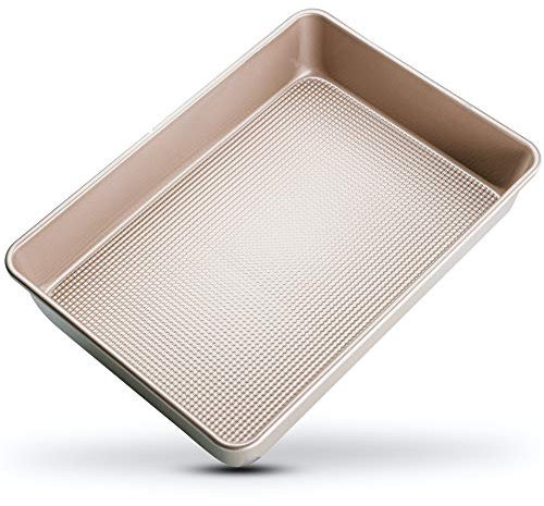 Ultra Cuisine Textured Nonstick Steel 9x13 inch Cake and Brownie Pan Durable, Oven-Safe, Warp-Resistant, Easy Clean for Cooking, Roasting, & Baking