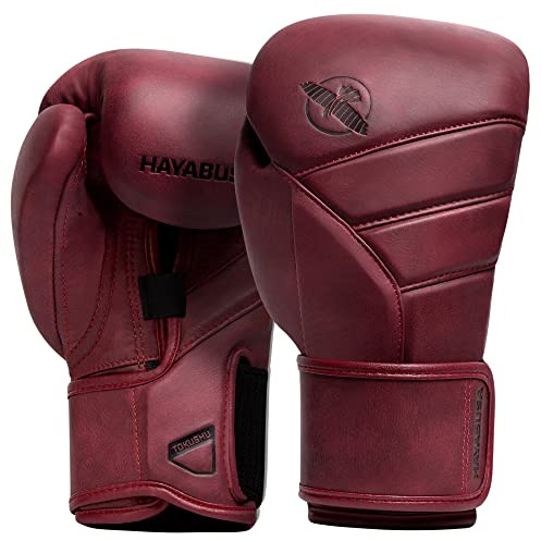 Hayabusa T3 LX Gants de Boxe en Cuir pour Hommes et Femmes pour l'entraînement avec Sac Lourd et Gants de Travail – Crimson, 16 oz