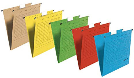 Original Falken 5er Pack Hängemappe UniReg. Made in Germany. Aus Recycling-Karton für DIN A4 seitlich offen farbig sortiert Blauer Engel ideal für die lose Blatt-Ablage im Büro und der Behörde