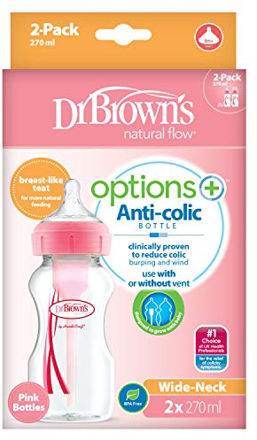 Dr Brown's - Dr Brown's Options+ (Pink) Wide Neck Bottle - 270ml Capacity