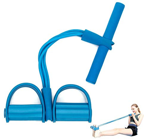 Porrasso uppgradering 4 rör elastisk sit-up pull rep pedal motstånd band bodybuilding expander multifunktionell bentränare magträning hem fitness arm ben sträcka bantning träning