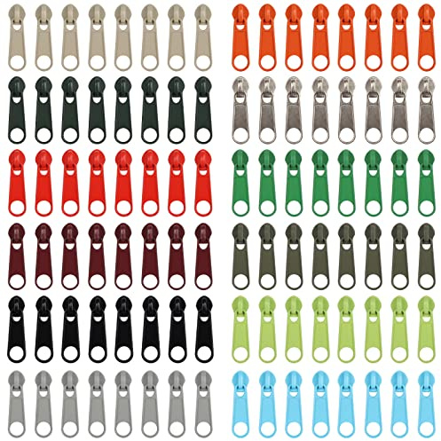 DOITEM 96Pcs Zipper Repair Kit - 12 Colors, 3# Zipper Pulls, Rescue Kit for Clothing, Jackets, Purses, Luggage, Backpacks