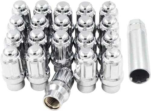 Wheel Accessories Parts 20 Pcs M12 1.25 12x1.25 Thread ET Bulge Acorn (Extra Thread for Spacers) 1.57 Long Spline Lug Nut Chrome Spline Fits Most Subaru Nissan Pass Cars