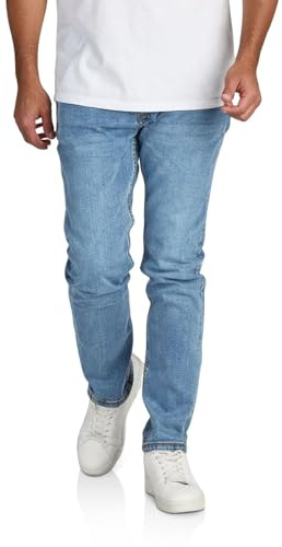 DENIMFY Jeans herr stretch rak passform DFMiro jeansbyxor bomull denim blå svart grå 30 31 32 33 34 36 38 40, Mellanblå denim (M236), 32W / 34L