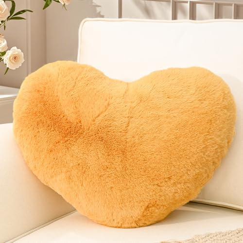 Yhoelata Cuscino Cuore Curcuma, Cuscini Decorativi, Cuscino a Forma di Cuore, Cuscini Divano Peluche, Cuscini Letto, Decorazioni Camera da Letto Bambini, 26 x 36 cm