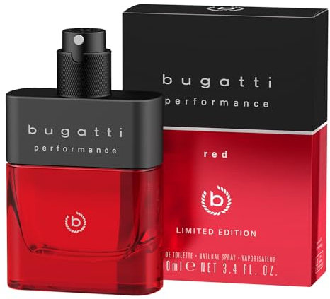 bugatti performance red Parfüm Herren 100ml I Orientalisch-fougères Eau de Toilette Herren Parfüm mit Grapefruit, Lavendel, Patschuli & Sandelholz I Leistungsstark mit maskulinen, warm-waldigen Noten