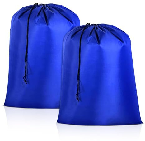 Sacco Per Bucato da Viaggio - 2 Pz Borsa Biancheria Sporca in Nylon 60 x 80 cm Pieghevole con Chiusura a Coulisse e Sacchetto