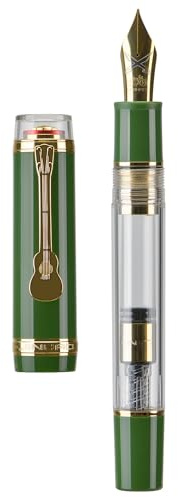 Jinhao 1935 Tiandao Füllfederhalter, Size 8 feine Feder, grünes und transparentes Acryl, mit Konverter und Gitarrenclip