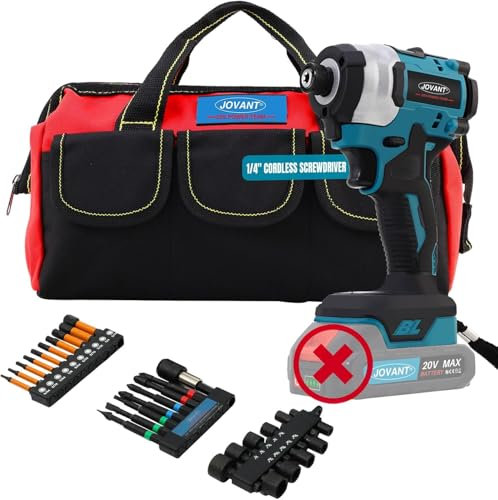 Cordless Impact Driver, 100Ft-lbs(135N.m) Drill/Driver Set, 3200RPM Brushless 1/4 inch Hex Impact Screwdriver with Bit Accessories, 4+3 Speed, Led Light(No Battery)-JOVANT