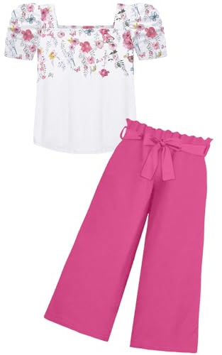 Arshiner Ragazza Set di Abbigliamento Bambina Tshirt con Stampa Pantaloni Set Estate Completi e Coordinati per Ragazze 13-14 anni 160