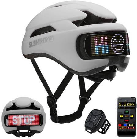 Casco da ciclismo con display a LED personalizzabile, casco da bici da strada e mountain bike con 8 prese d'aria e cinturino regolabile, fodera in EPS leggero, casco da bicicletta MTB