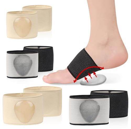 Rienan 4 Paar Fussbandagen Mittelfuss Stützend Fußbandage Mittelfuß Mittelfußbandage Fußbandage,für Menschen Die Längere Zeit Stehen Oder Gehen Müssen (S,L,Schwarz,Hautfarbe)