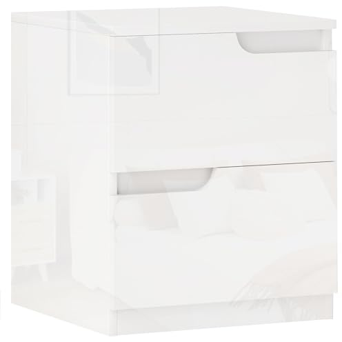 HOMCOM Cassettiera 2 Cassetti Moderna e Minimal, Cassettiera in Legno Truciolato, 40x40x48 cm, Bianco Lucido