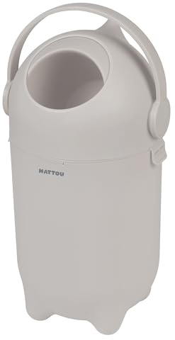 Nattou Secchio per Pannolini, Anti odore, Facile da Aprire con una Sola Mano, 27 cm, Cura, Polipropilene/ABS, Beige