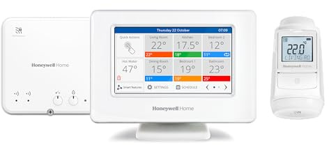 Honeywell Home Evohome House Plus Lösung, Smart Wi-Fi Zentrales Bediengerät Wi-Fi mit Touchscreen-Farbdisplay Steuerungsmodul und Heizkörperthermostat (1) - Raum für Raum, kontrollierter Komfort