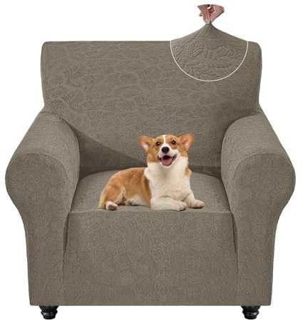 YSTELLAA Copripoltrona 1 Posto Con Braccioli, Elasticizzato Copridivano Universale, Copri Divano Antiscivolo Lavabili, Copridivani Antimacchia Antigraffio, Per Animali Domestici, Kaki