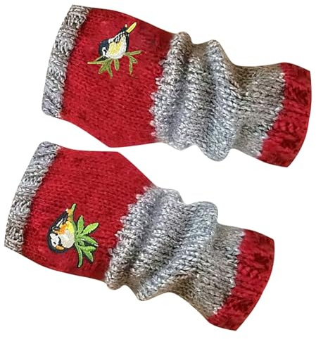 Guanti senza dita da donna, motivo con uccellini, guanti caldi senza dita per la stagione fredda, guanti elasticizzati caldi per adulti, bambini, ragazze, lavoro invernale, guida, digitazione, costume