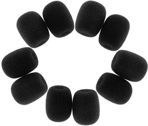 MagiDeal 10pcs Mini Bonnette de Micro Anti Vent en Mousse Pare-Brise Housse pour Micro Cravate - Noir