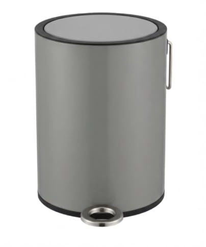 Furniture Xtra?Modern stil pulverlackerad mjuk stängningspedal burk, plast innerhink, ABS-lock 6L Grå