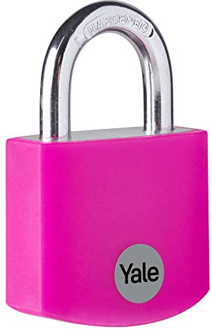 Yale YE3B/38/119/1/P - Standardschutz Aluminium-Vorhängeschloss Rosa 38mm - Bügel aus gehärtetem Stahl - 3 Schlüssel