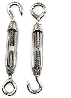 Turnbuckle wire tensioner Faspiroty M12 2 pack 304 stainless steel adjustable hook&eye set heavy duty
