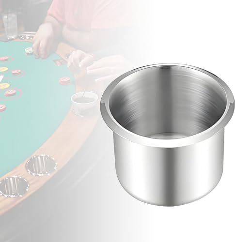 Table de Jeu en Acier Inoxydable Coupe Porte-Insert, Jumbo Drop-in Eau Boisson Support pour Poker Casino Table RV Bateau Marine Voiture Camion Banc, ID 2-2/3