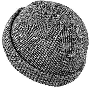 Croogo Brimless Hat Beanie Docker Cap Rolled Cuff Worker Skullcap,Gray-CT47