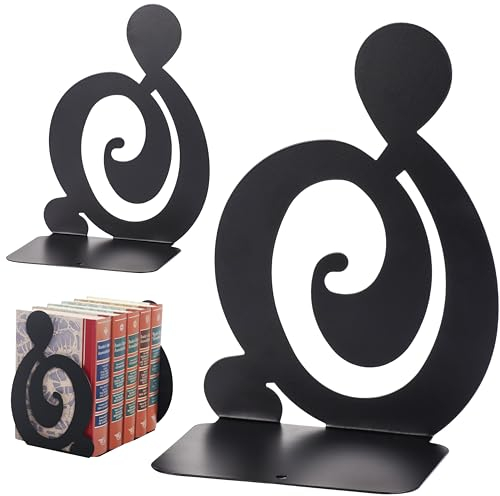 RICOO Fermalibri in Metallo, BS203Bx2 Ferma Libri da Scaffale, Fermalibri Design, Ideale per Ufficio, Biblioteca e Casa, 2er Set, Nero, 12,5 x 10 x 19,5 cm