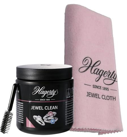 Hagerty Set Jewel Clean Schmucktauchbad + Jewel Cloth Schmuck Reinigungstuch für Edelsteine Gold Platin I Effektiver Schmuckreiniger & Poliertuch für Diamant Saphir Rubin I erneuerter Glanz & Pflege