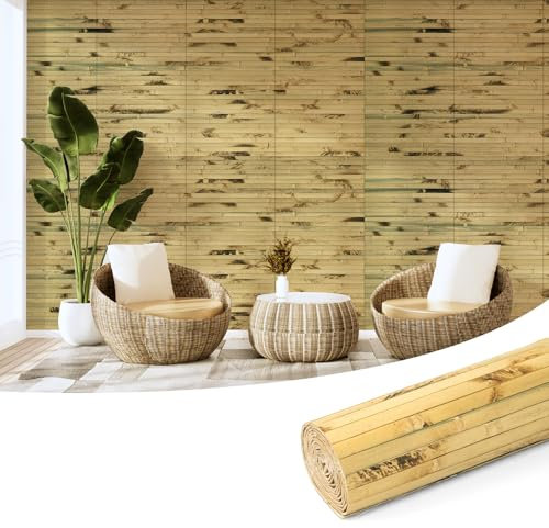 Art3d Panneau mural en bambou naturel pour décoration murale intérieure, panneau renouvelable pour mur, plafond, meubles, armoire, bureau, 30 x 244 cm, lumière brûlée