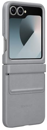 Samsung Kindsuit Case EF-VF741 für das Galaxy Z Flip7 FE | Z Flip6, Smartphone Cover, Handy-Hülle, Schutz Case, Lederlook, Kratzfest, Gray