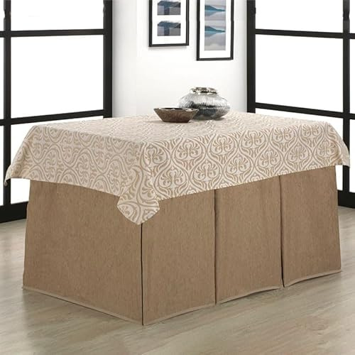 Rufino Díaz Falda Camilla Rectangular Bali Jacquard + Tapete (Beige - 70x110cm) - Tejido Resistente y Agradable al Tacto Decorar y Proteger tu Mesa