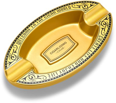 CIGARLOONG Cenicero para cigarros Cenicero doméstico ceniceros para cigarrillos sostenibles Accesorios para cigarros con dos ranuras anchas: cenicero para puros de resina con logotipo y hermoso borde