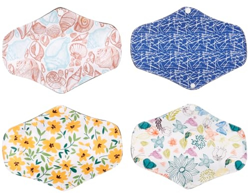 minkissy Assorbenti Mestruali Riutilizzabili in Cotone al Carbone 4pezzi per Donne Assorbimento Elevato e Traspirante