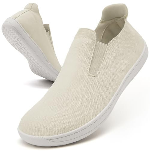 Oltyutc Zapatos Barefoot Mujer Mocasines Ligeros Casual Deportivos de Lona para Caminar Pies Anchos Khaki Talla 38 EU