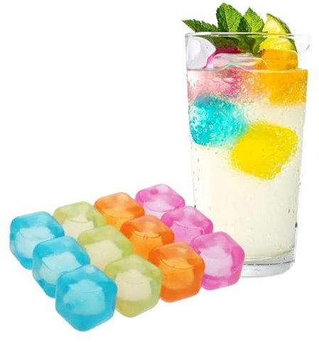 YUZNA 12x cubetti di ghiaccio riutilizzabili in fantastici colori, cubetti di ghiaccio per feste per rinfrescare le bevande,cubetti ghiaccio