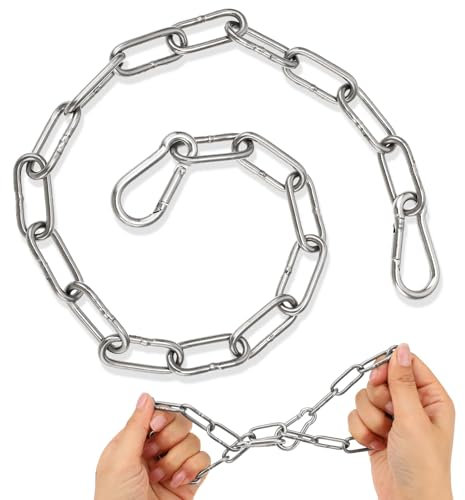 1 catena per porta in acciaio inox, catena in metallo, catena con moschettoni, catena in acciaio inox