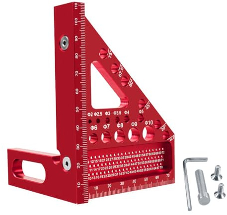 Laroal 3D Speed Square With 11 Drill Holes And Positioning Aid Accurate Carpenters Square 22 5 To 90 Degree Aluminum Alloy Combination Square With Angle Position Pin Tool