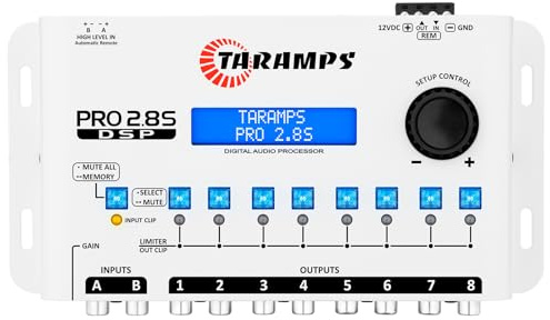 Taramps Pro 2.8S DSP Crossover Full Digital Signal Audio Processore ed equalizzatore con sequencer Equalizzazione grafica a 15 bande 12 equalizzazioni preimpostate 2 canali in ingresso e 8 canali Out